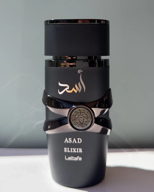 Lattafa Asad Elixir fragrance decant bottle